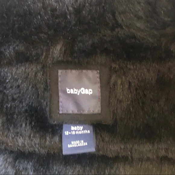 Baby Gap Black Coat with Faux Fur Girls 12-18 Months - Picture 6 of 10